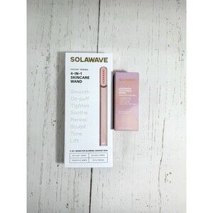 Solawave 4-in-1 Red Light Therapy Skincare Wand Device + Serum Set Rose Gold NEW